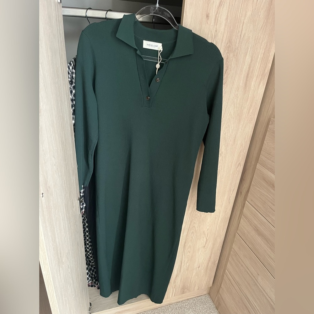 Indi & Cold Knit Forest Green Long Sleeve Dress